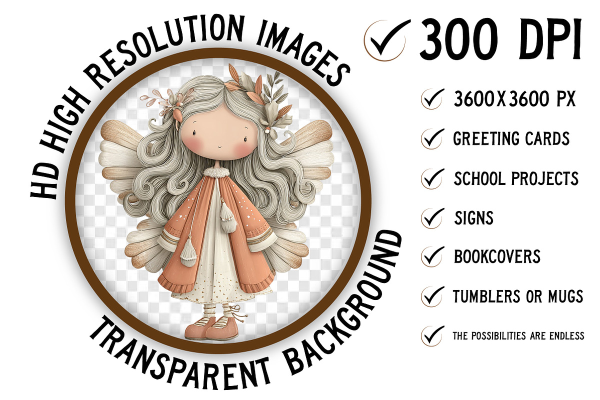 Whimsical Christmas Angel Clipart, an Illustration by Craft Nest (Photo 4 of 9)