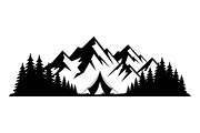 silhouette camping tent mountain, an Illustration by Amazin_art (Thumbnail 5 of 17)