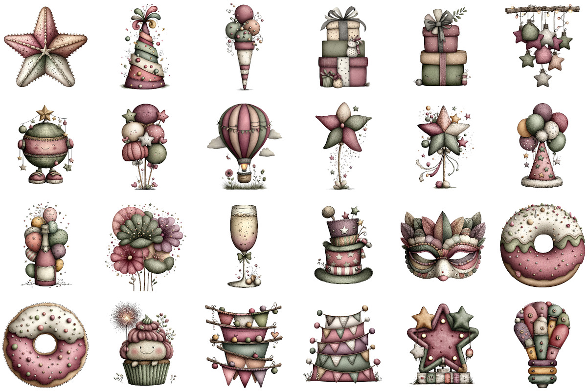 New Year Festive Celebration Clipart, an Illustration by Sublimation Artist (Photo 2 of 6)
