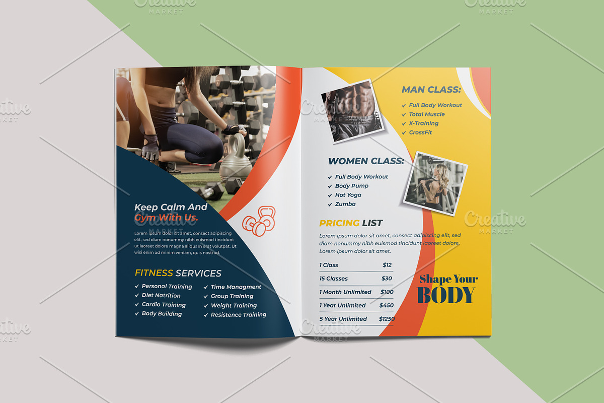 Gym & Fitness Bifold Brochure, a Brochure Template by Cristal Pioneer (Photo 3 of 4)