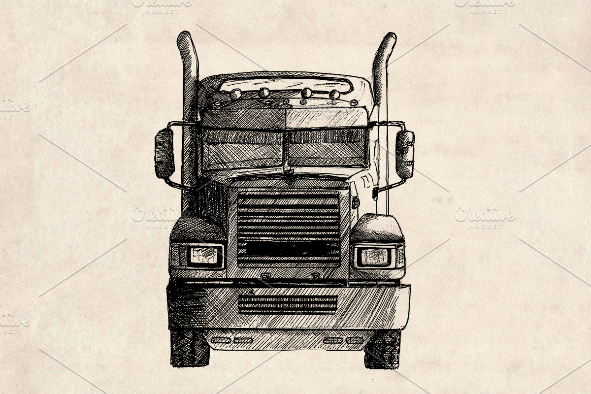 American Trucks Drawings Pack, an Illustration by Doggy Days (Photo 5 of 7)