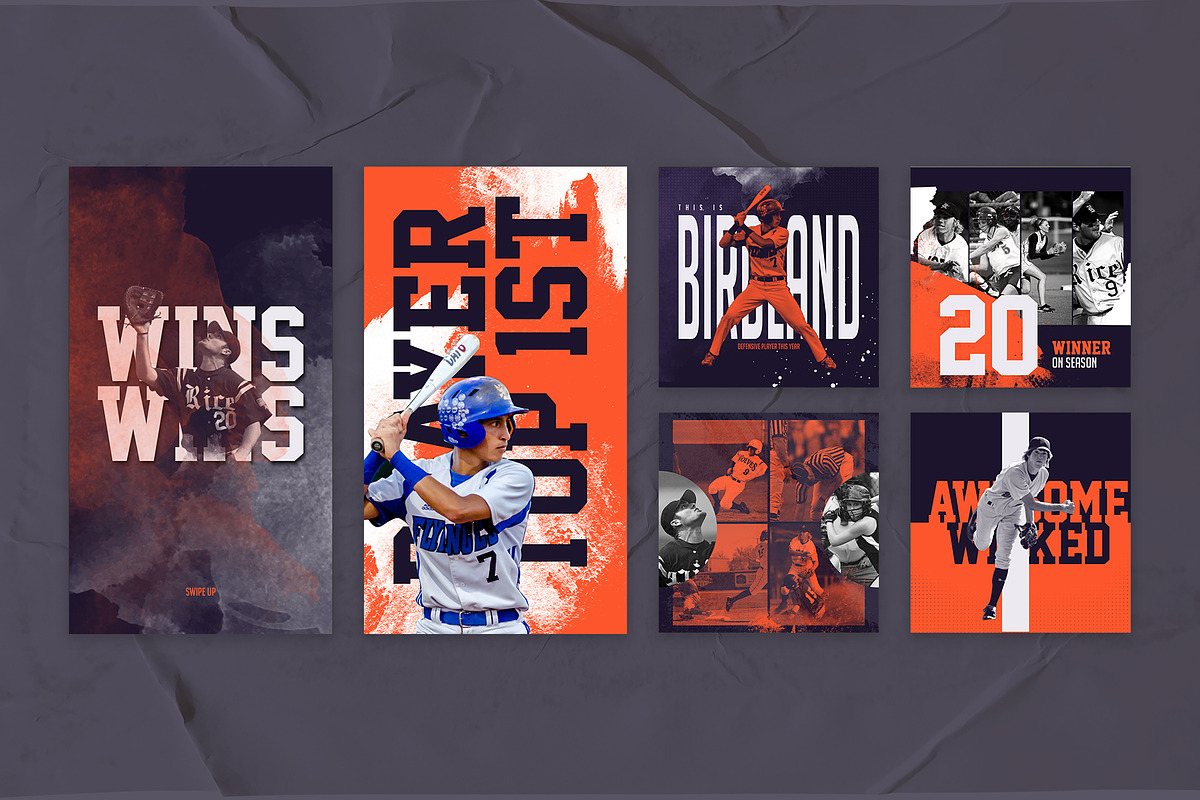Baseball Instagram Templates, a Social Media Template by Azruca (Photo 8 of 11)