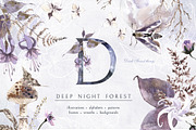 Deep Night Forest graphic kit., an Illustration by Dinkoobraz (Thumbnail 1 of 17)