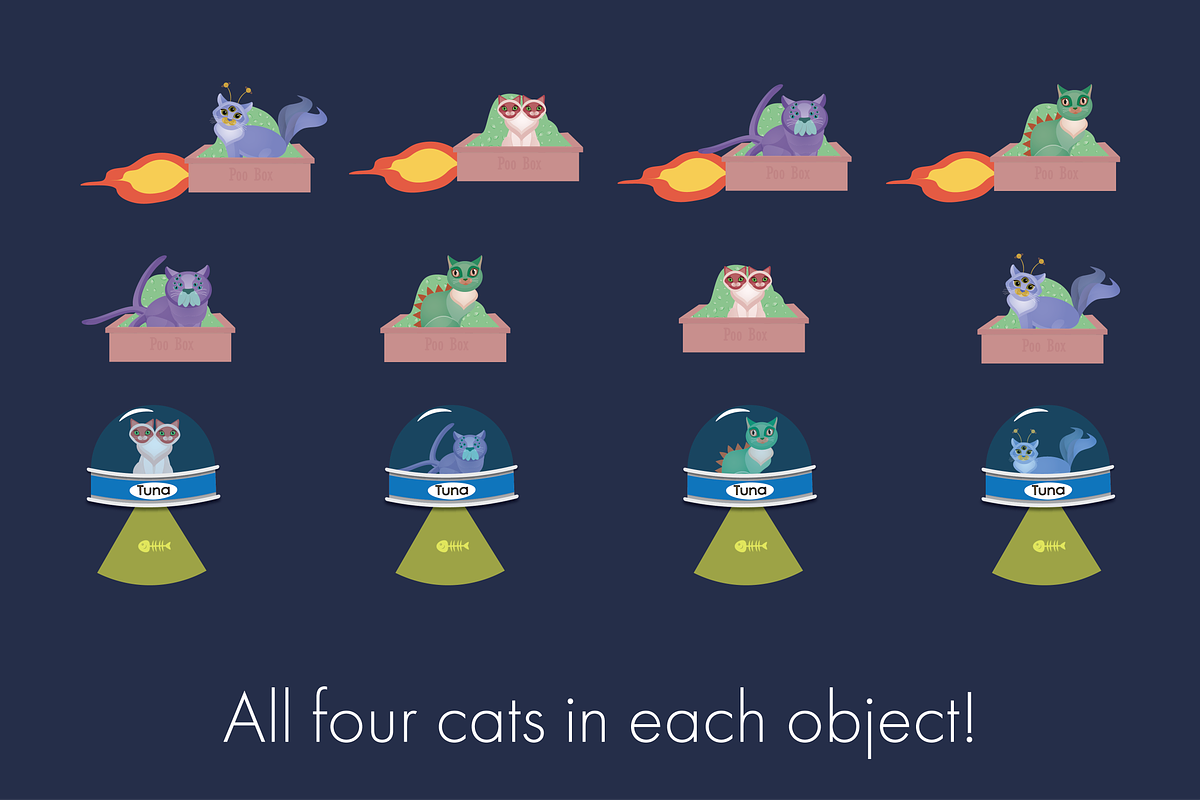 Planet Meow - 40 Alien Cat Elements, an Illustration by Hunt Family Design (Photo 3 of 5)