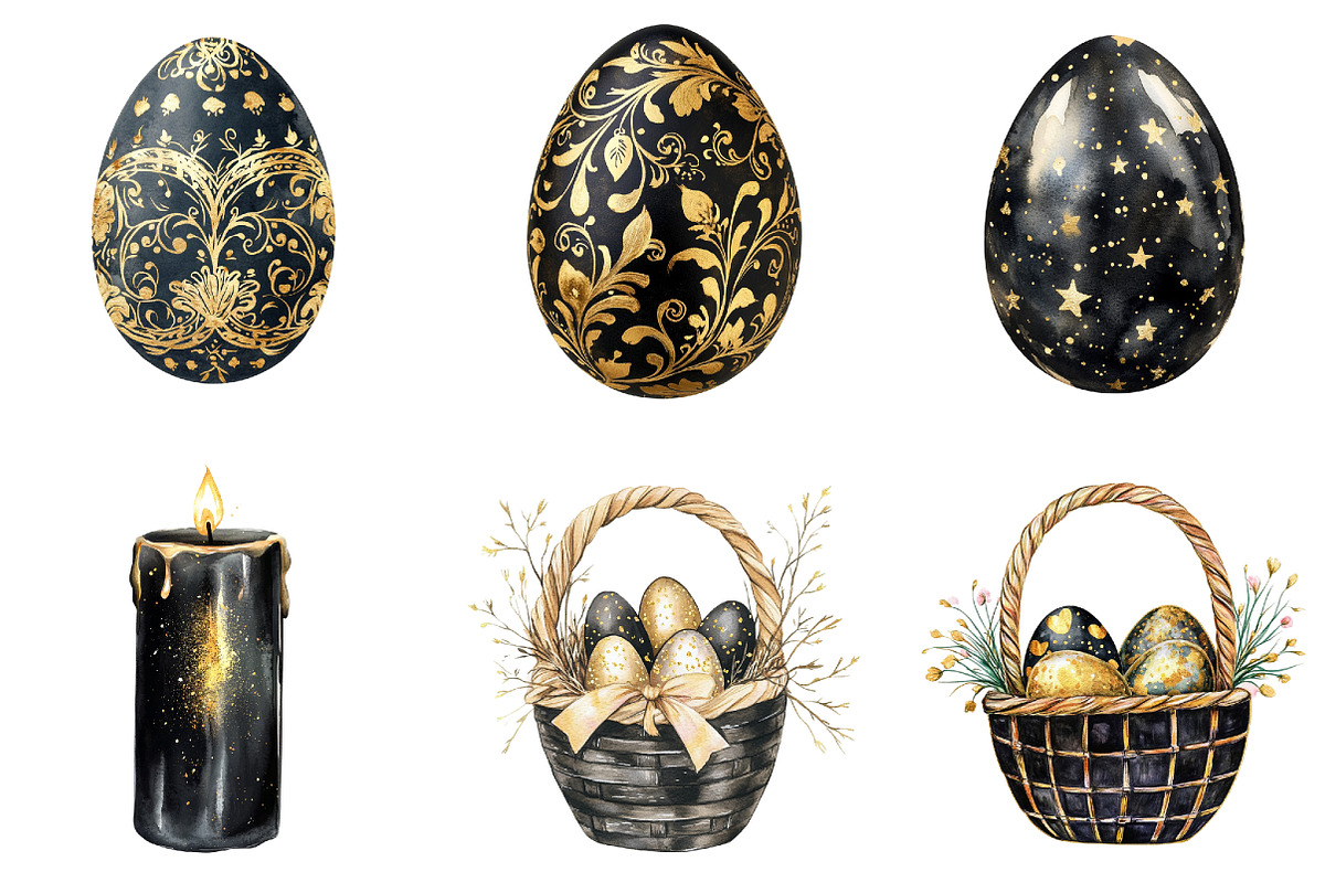 Glitter Luxury Black Easter Clipart, an Illustration by DreamArtGraphic (Photo 3 of 4)