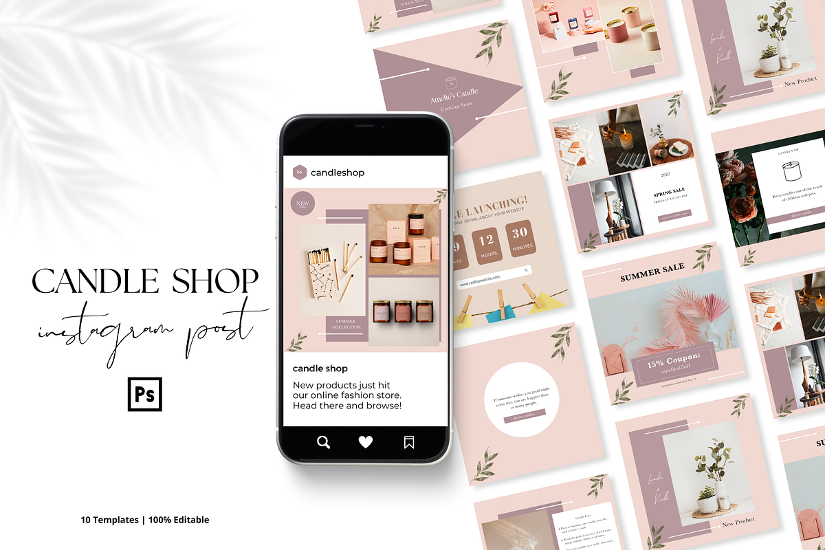 Candle Instagram Post Template - PSD, a Social Media Template by Bonita Digital Design (Photo 1 of 4)