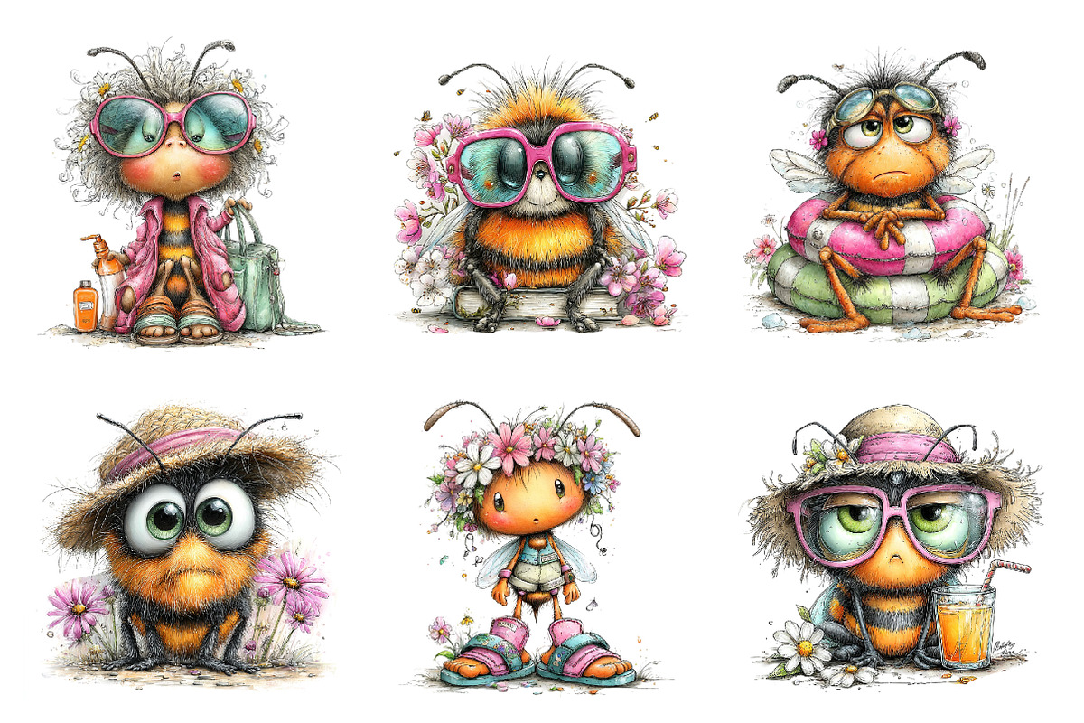 Funny Summer Bee Clipart, an Illustration by Dream Creation (Photo 6 of 8)
