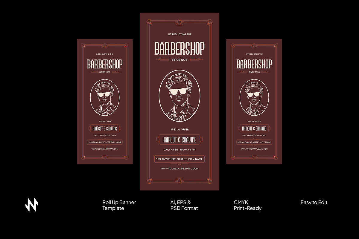 Brown Vintage Barbershop Banner
