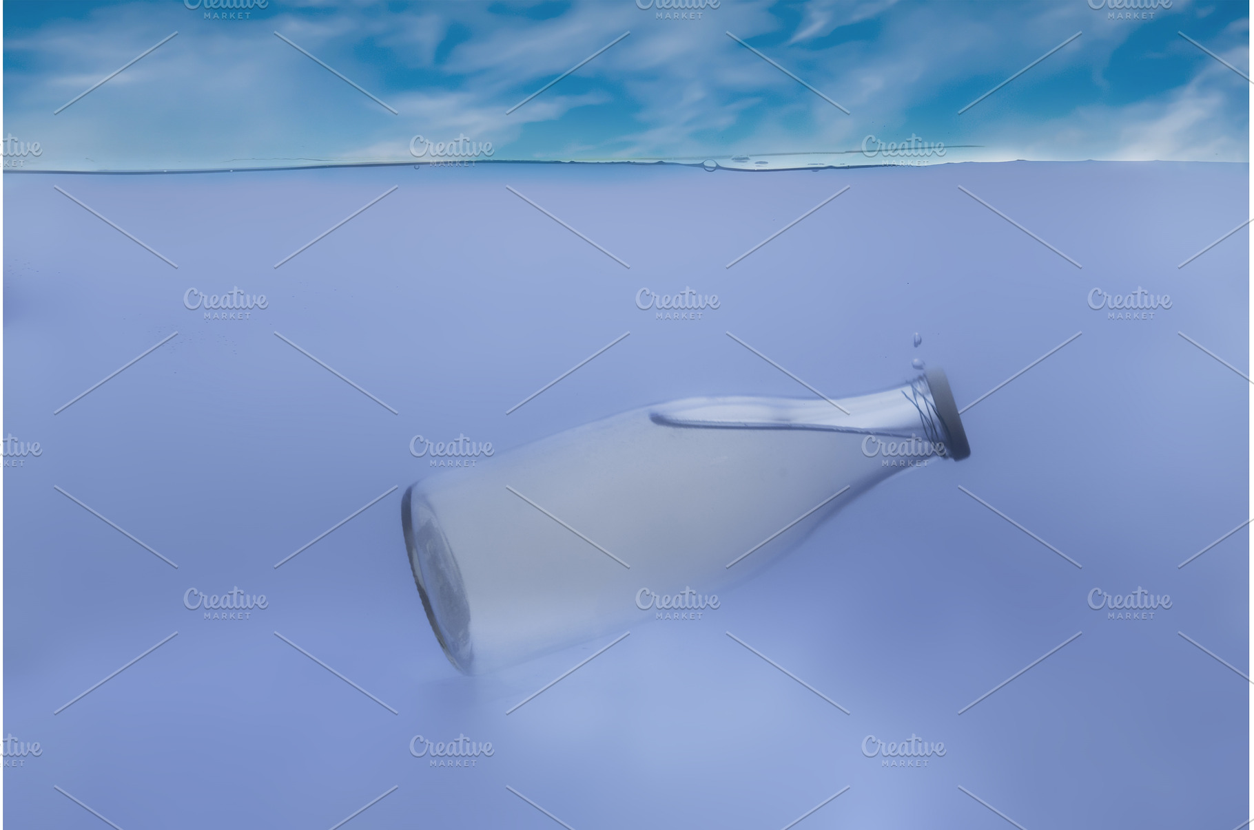 transparent glass bottle underwater, a Nature Photo by Mikee's stuff