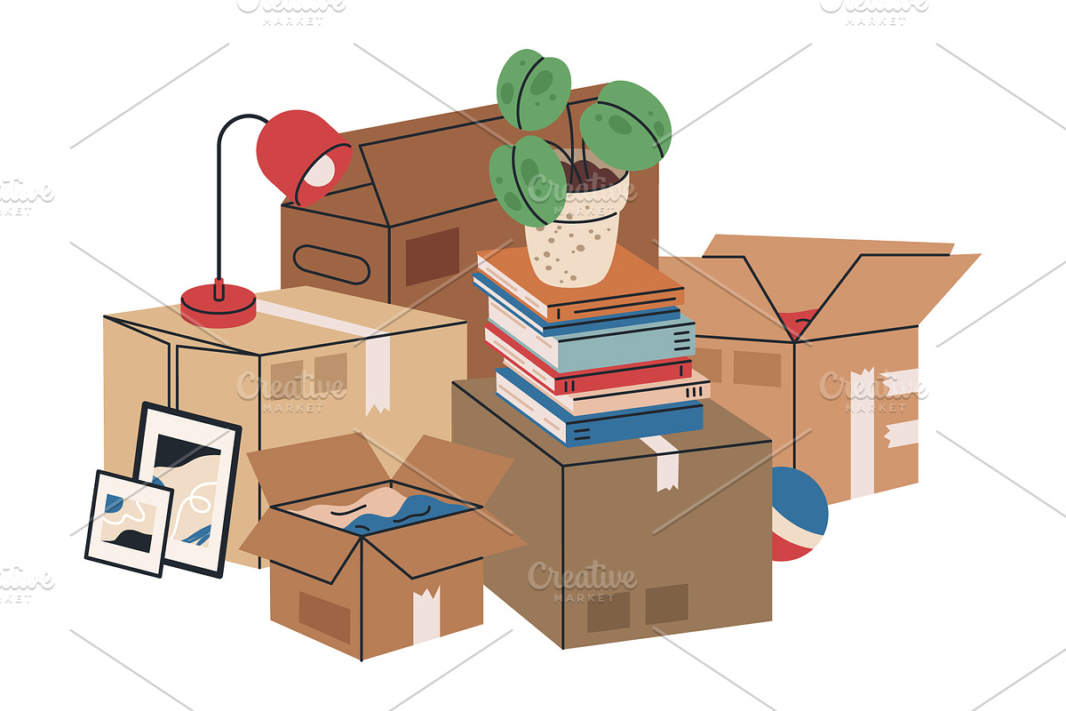Moving boxes vector set, an Object Illustration by Torontotokio (Photo 6 of 6)