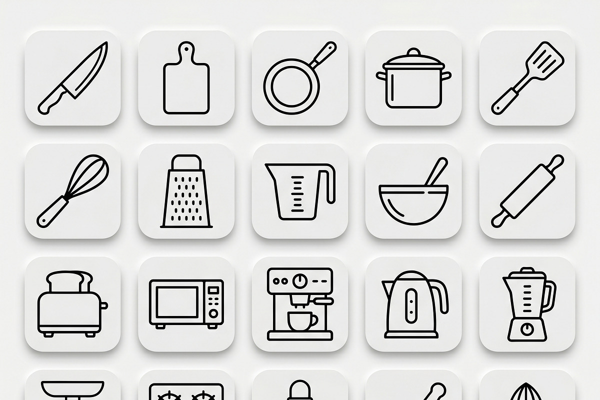 Vector Bundles Kitchen Outline Icons, an Outline Icon by adenpinkstore (Photo 1 of 10)