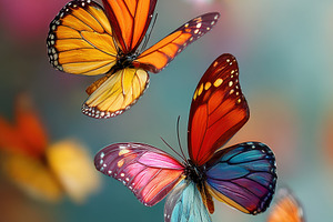 Colorful Butterflies in Flight Natur, a Photo by Pixeness Studio