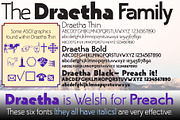 Draetha six strong sans fonts, a Sans Serif Font by Radiqx Press (Thumbnail 1 of 3)