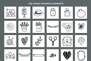 100 hand drawn elements + logo, a Work Illustration by Cozy pattern shop (Thumbnail 3 of 7)