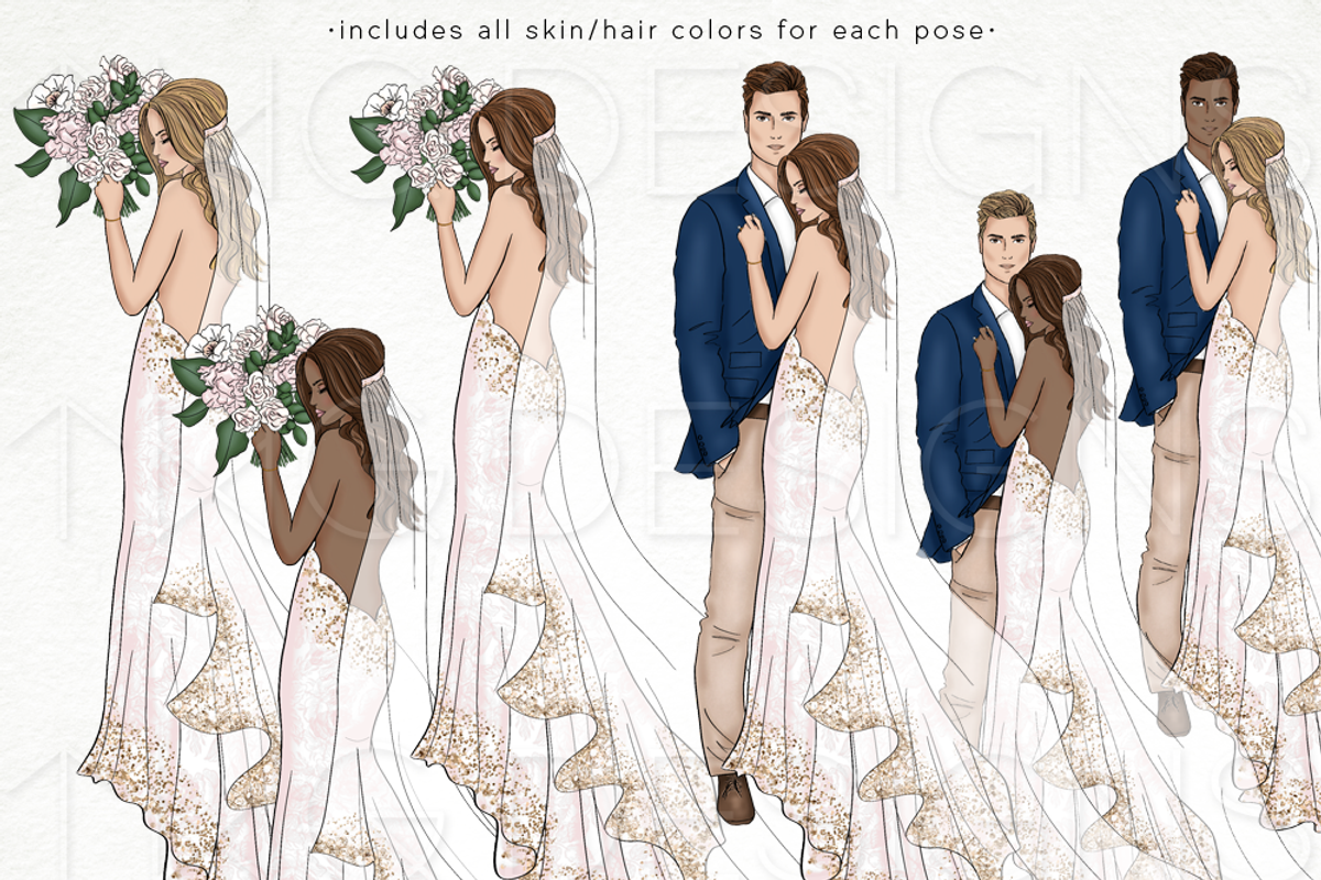 Fashion Girl Wedding Bridal Clip Art, a Decorative Illustration by TWG  Designs, image size:1200x800