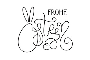 Frohe Ostern, Happy Easter in German, an Illustration by sceptical cactus