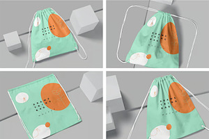 4 Drawstring Bag Mockups, a Packaging Mockup by megostudi0