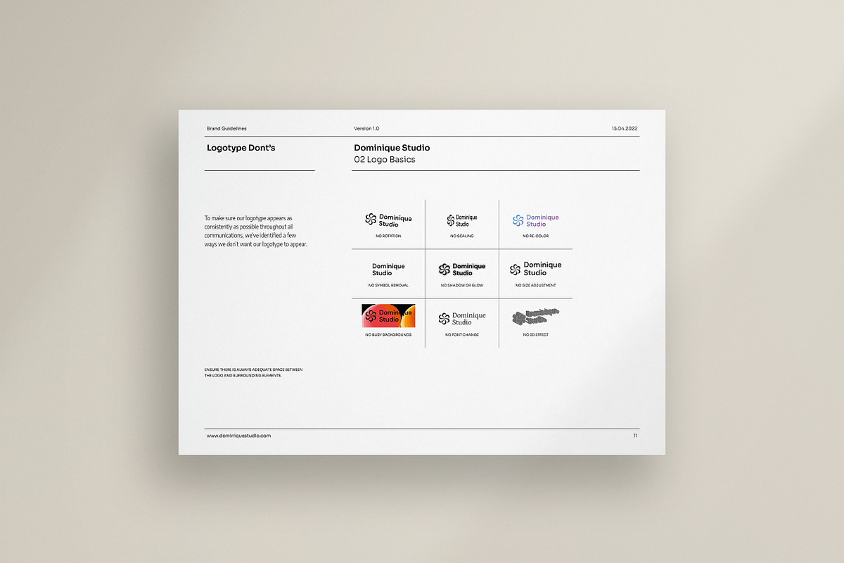DOMINIQUE STUDIO / Brand Guidelines, a Branding & Logo Template by Studio Dara (Photo 7 of 20)
