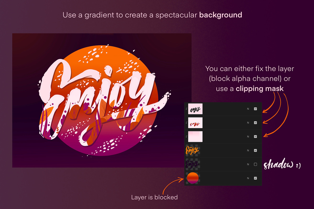 Procreate Gradient Brushset, a Brush Add-On by Letter Elfa Studio (Photo 5 of 13)