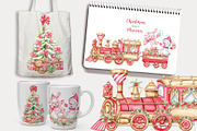 Christmas train watercolor clipart, an Illustration by MarinadeArt (Thumbnail 7 of 8)