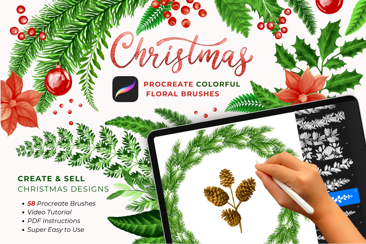 Christmas Procreate Brushes Bundle, a Brush Add-On by Red Ink (Photo 1 of 10)