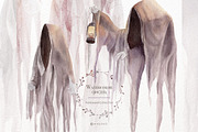Halloween Clipart, Ghost Watercolor, an Illustration by May • SHO (Thumbnail 1 of 6)