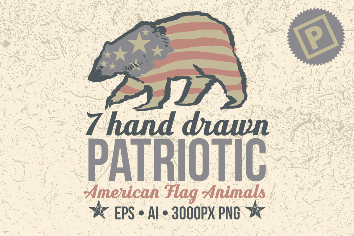 7 Hand Drawn Patriotic Animals, a Graphic by Phosphorus Design Co. (Photo 1 of 5)