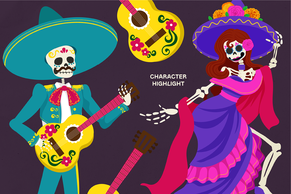 Dia De Los Muertos Character Set, an Illustration by Invisual Studio (Photo 3 of 10)
