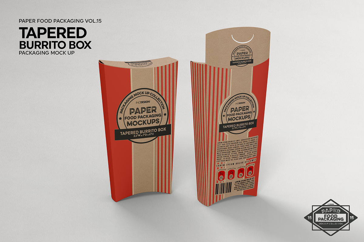 Tapered Burrito Box Packaging Mockup, a Packaging Mockup by INCDesign (Photo 5 of 7)