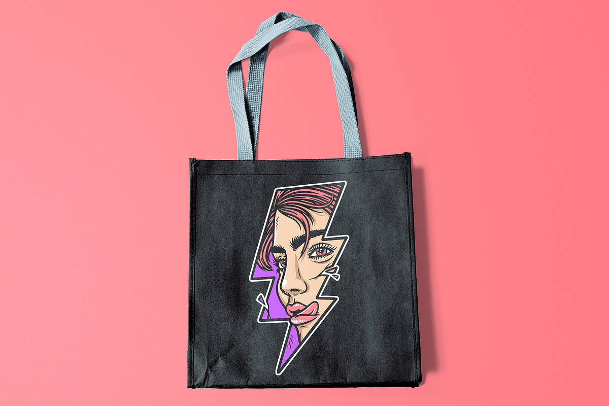 woman face in shape of lightning, a Person Illustration by gunaonedesign (Photo 3 of 4)