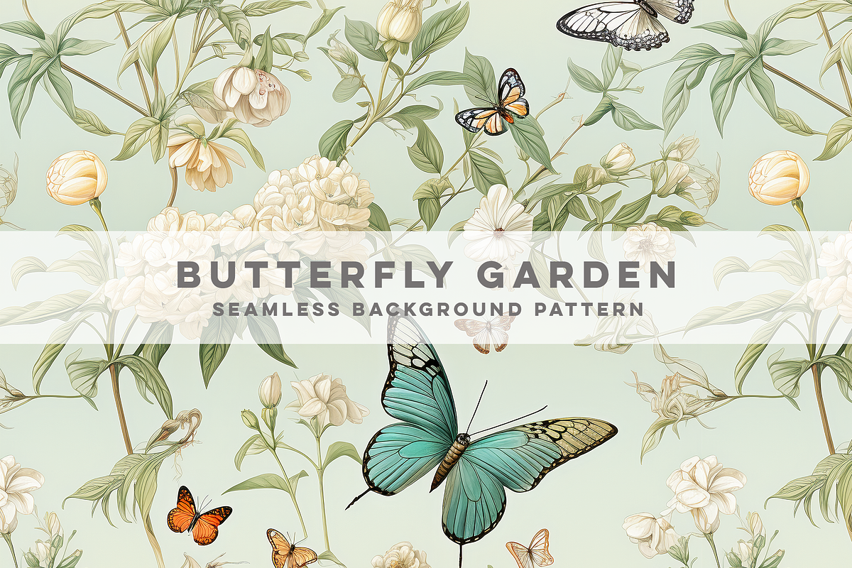 Butterfly Garden Seamless Pattern, a Pattern Graphic by Spinsugar Graphics (Photo 1 of 6)