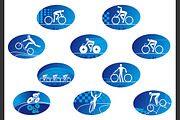 Blue bicycle sport icons, a Solid Icon by Vector Tradition (Thumbnail 1 of 3)