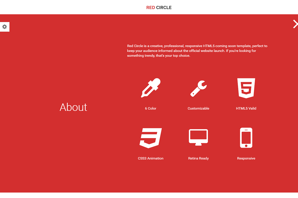 Red Circle - Coming Soon HTML Templ., a HTML Template by NetGon_Tech's Shop (Photo 6 of 6)
