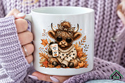 Cozy Fall Highland Cow PNG, a Seasonal Illustration by Craft Nest (Thumbnail 6 of 6)