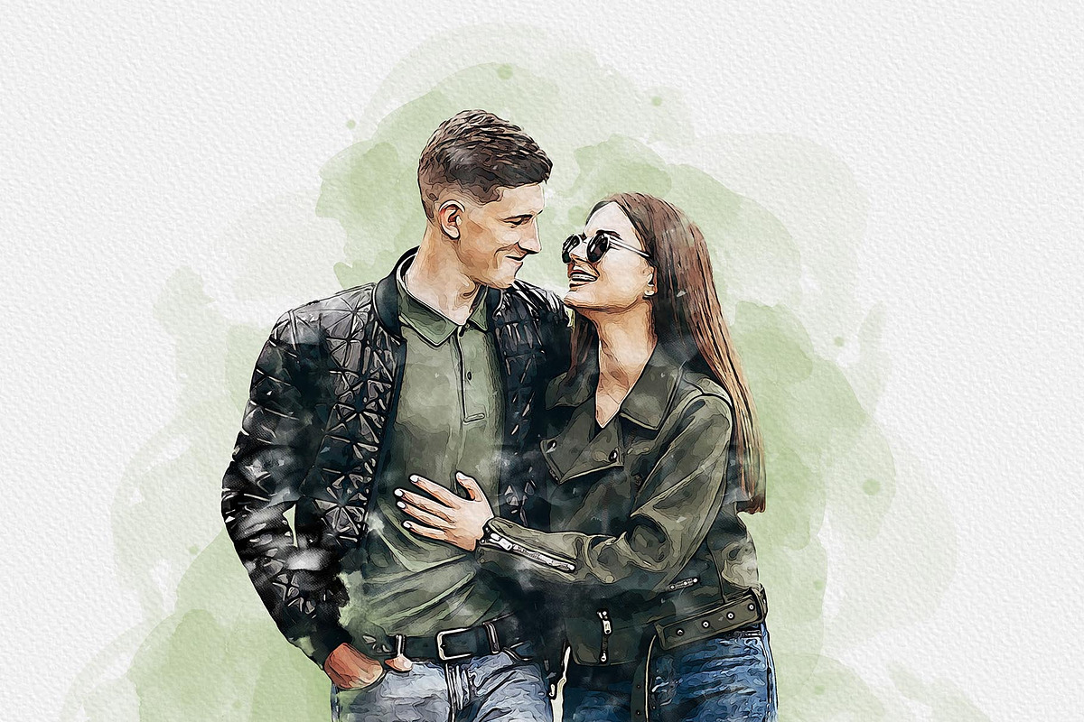 Watercolors Couple's Dreamy Painting, an Action Add-On by MRI STUDIO (Photo 15 of 26)