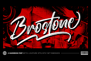 Brostone - Brush Font, a Script Font by RockboyStd (Thumbnail 1 of 12)