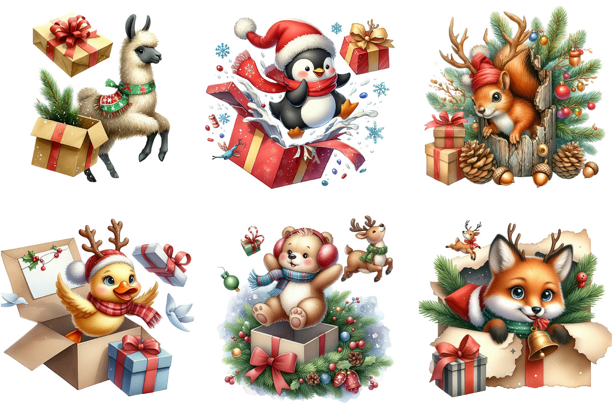 Christmas Animal Break Through Clipa, an Illustration by DreamArtGraphic (Photo 4 of 5)