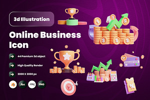 Online Business 3d Illustration Ico