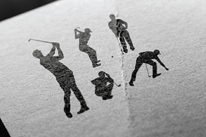 Golf Player Bag Stick Silhouette