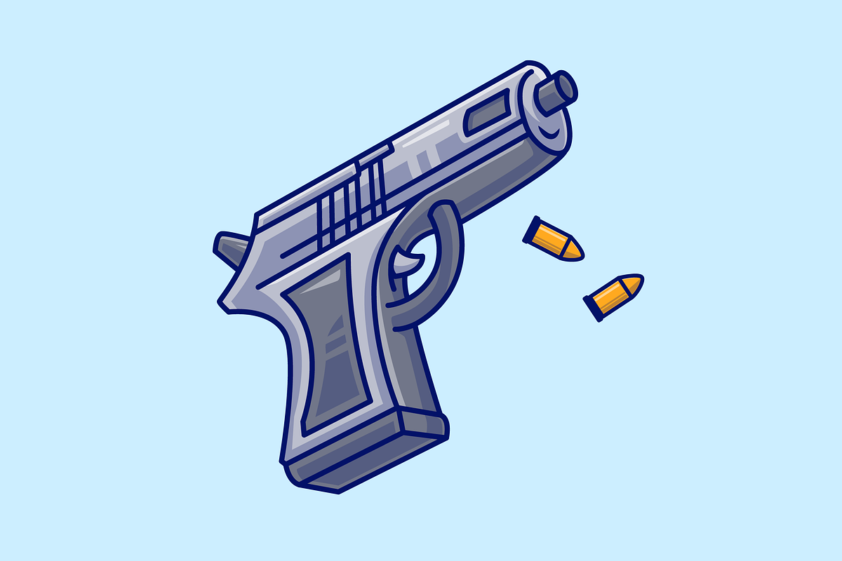 Gun Pistol With Bullets Cartoon, an Object Illustration by Catalyst Labs