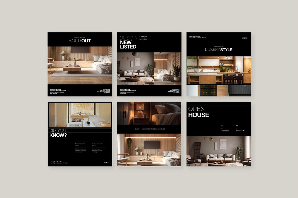 Real Estate Instagram Post Templates, a Social Media Template by Prapti Design (Photo 3 of 10)