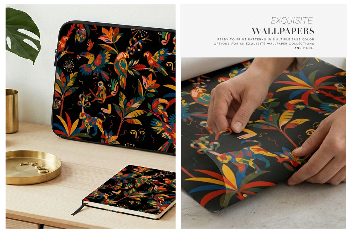 Jungle & Wildlife Abstract Folk Art, a Wallpaper Graphic by Luiz da Rolt Grathwohl (Photo 6 of 10)