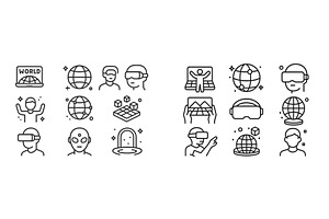 Set of web icons featuring virtual, a Technology Illustration by ZinetroN