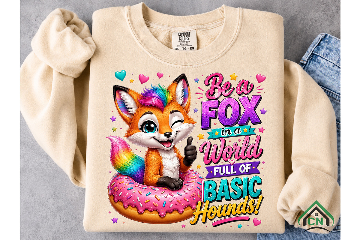 Rainbow Fox Donut Cheer PNG, a Seasonal Illustration by Craft Nest (Photo 5 of 5)