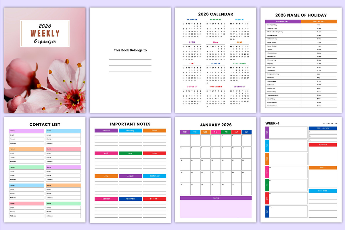 2026 Dated Weekly Organizer Canva, a Stationery Template by Mustafiz (Photo 2 of 4)