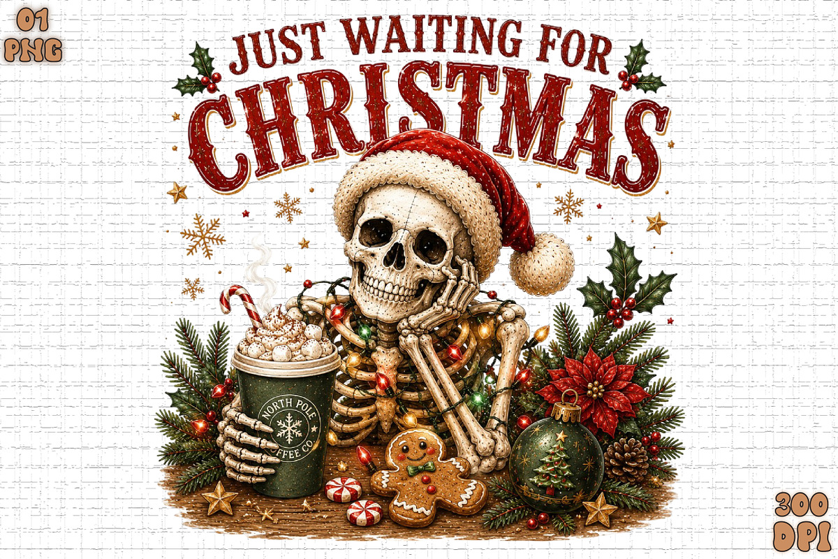 Funny Skeleton Christmas Png, a Seasonal Illustration by Sublimation Artist (Photo 1 of 9)