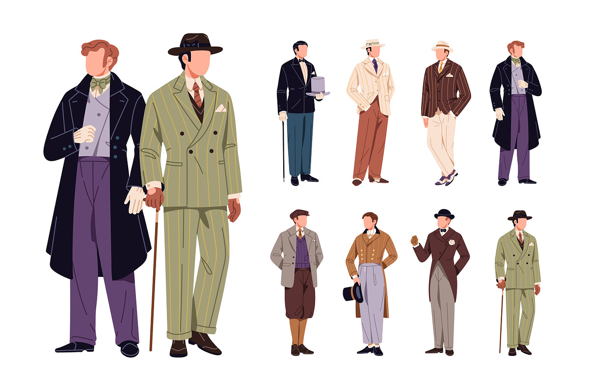 Retro, vintage British gentlemen set, a Person Illustration by PaperTrident (Photo 1 of 5)