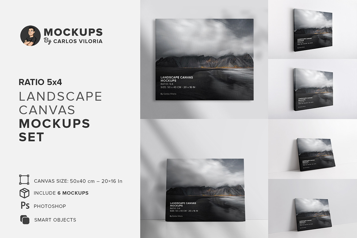Canvas Ratio 5x4 Mockups Set, a Print Template by Mockups by Carlos Viloria (Photo 1 of 11)