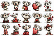 Whimsical Valentine Koala Clipart, an Illustration by Libby Wishes (Thumbnail 2 of 7)