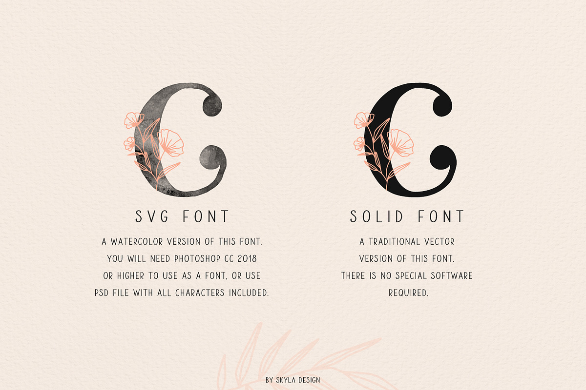 Ciera watercolor svg font & florals preview 3